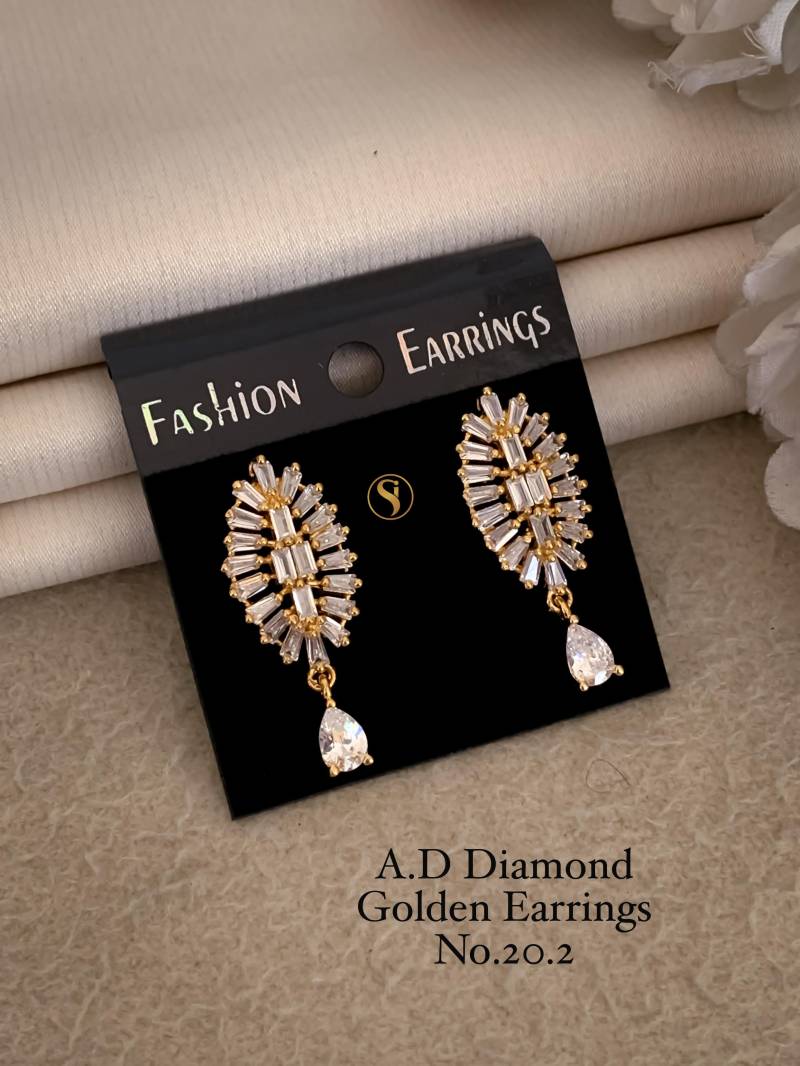 AD Diamond Silver And Rose Gold Earrings 9 (25 Pcs)