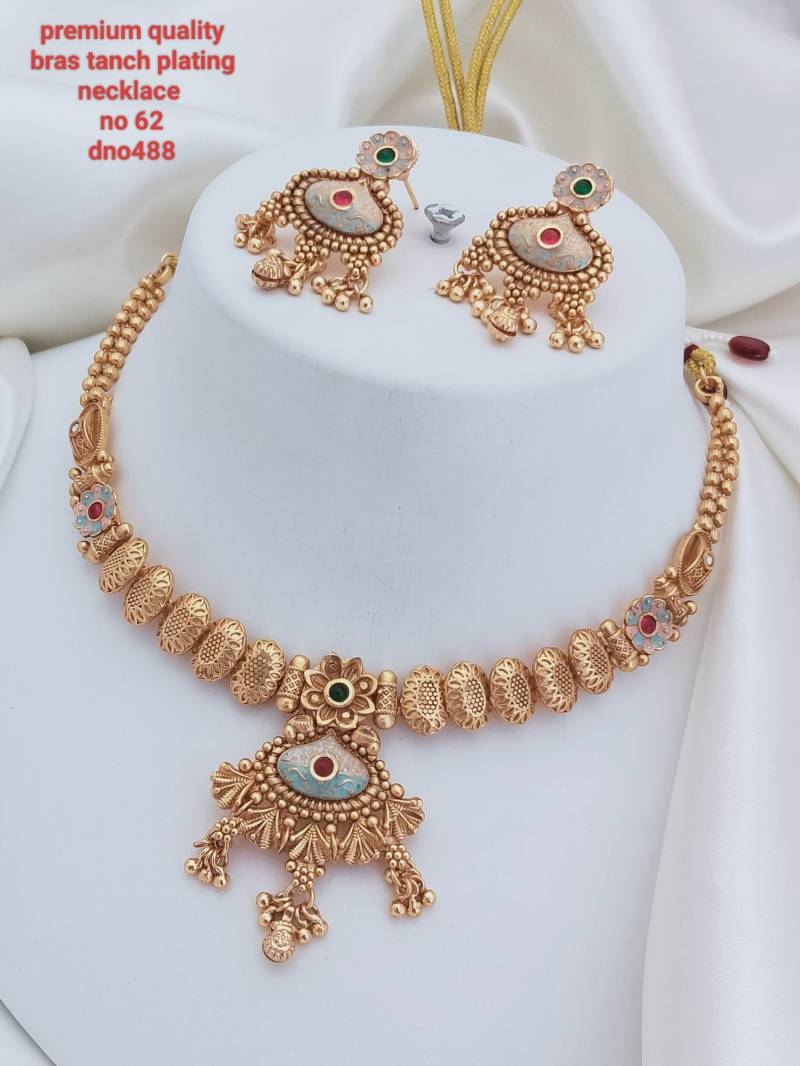 Brass Rajwadi Gold Necklace 16 (11 Pcs)