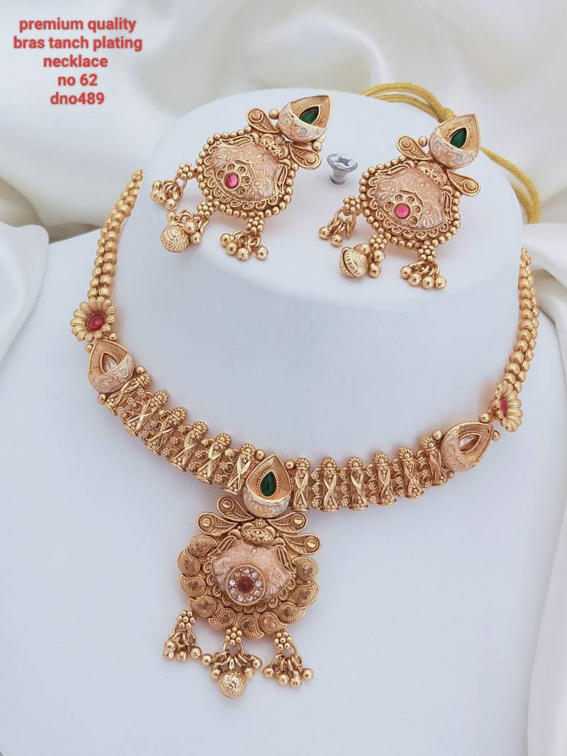 Brass Rajwadi Gold Necklace 16 (11 Pcs)