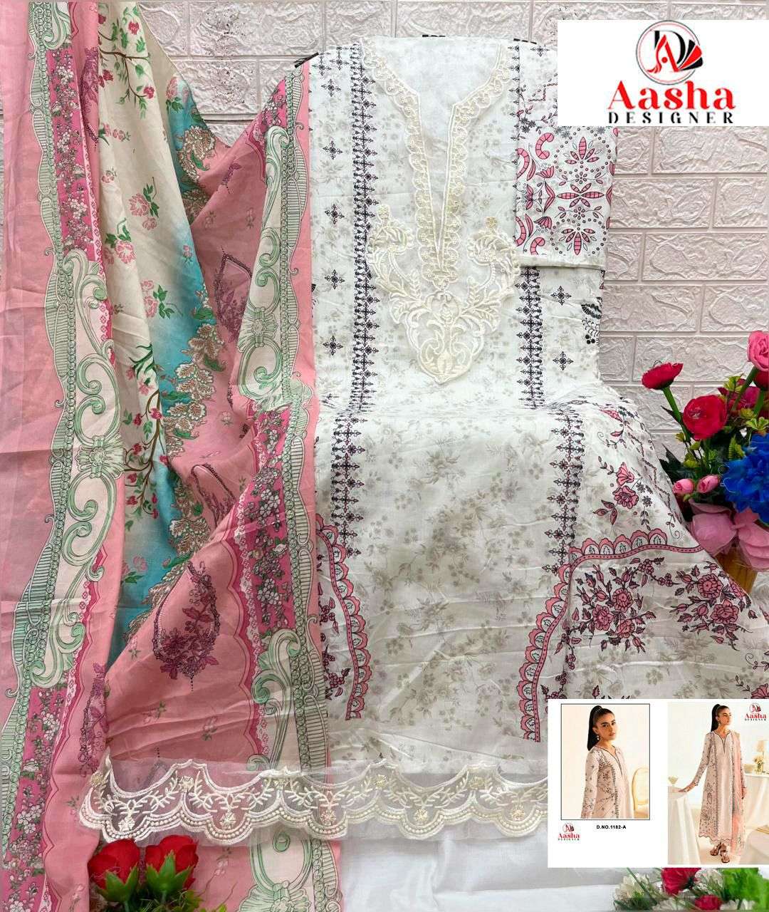 AASHA 1182 Cotton Pakistani Suit Wholesale Surat India - Amrah Wholesale