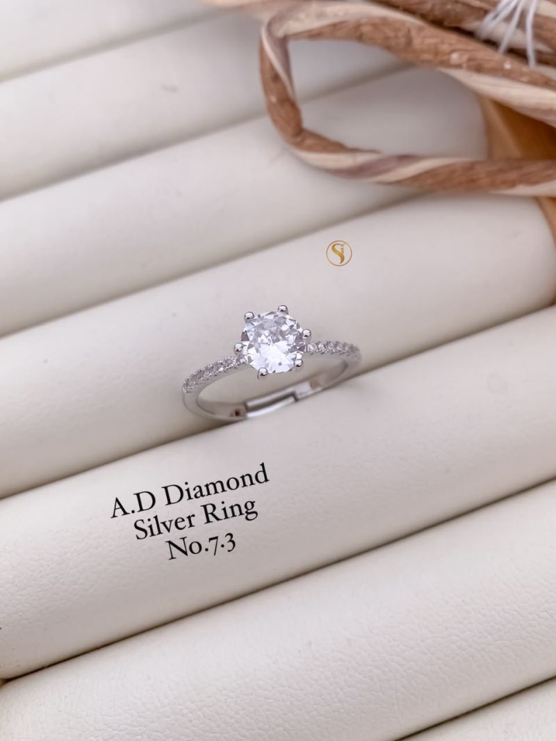 Ad Diamond Silver And Golden Ring 1 Diamond Work Imitation Jewellery