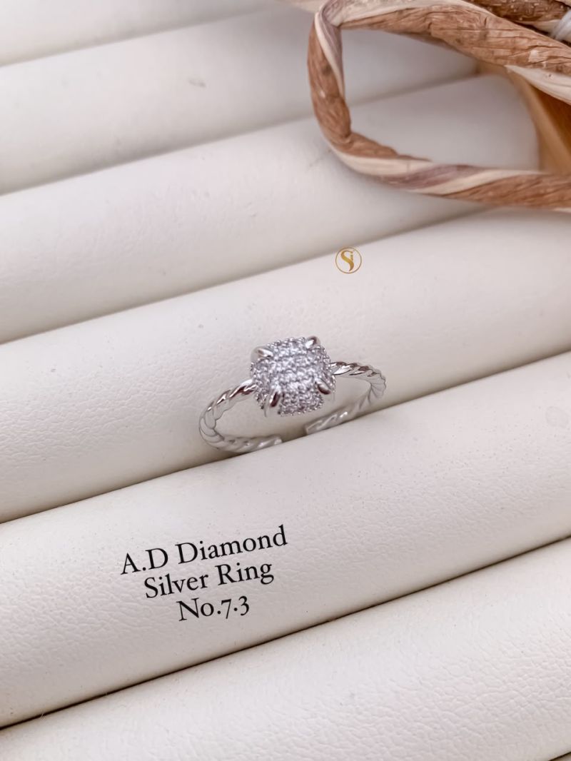 Ad Diamond Silver And Golden Ring 1 Diamond Work Imitation Jewellery