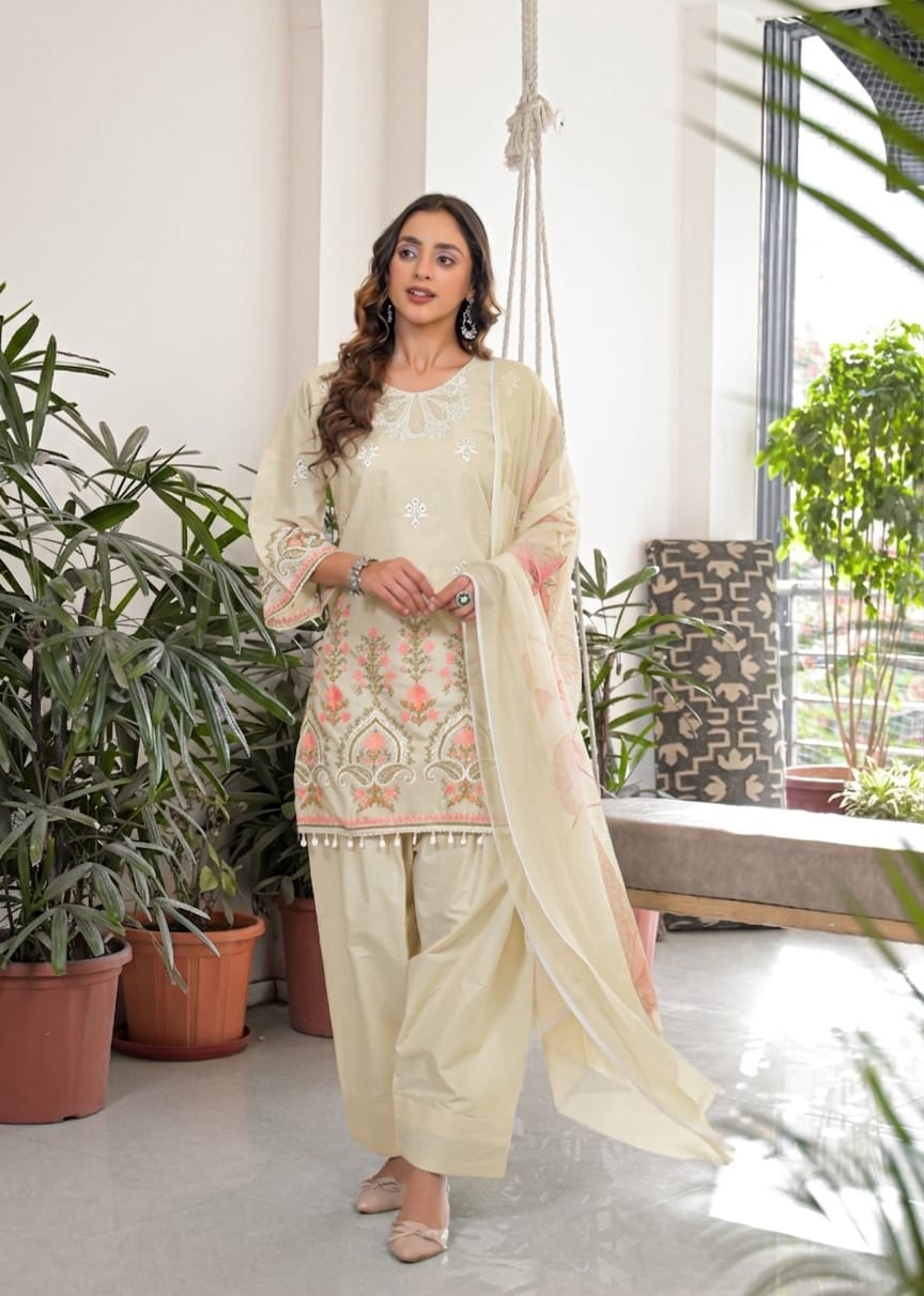 Afsana Kaavya Farshi Cotton Embroidered Salwar Suit Set - Amrah Wholesale