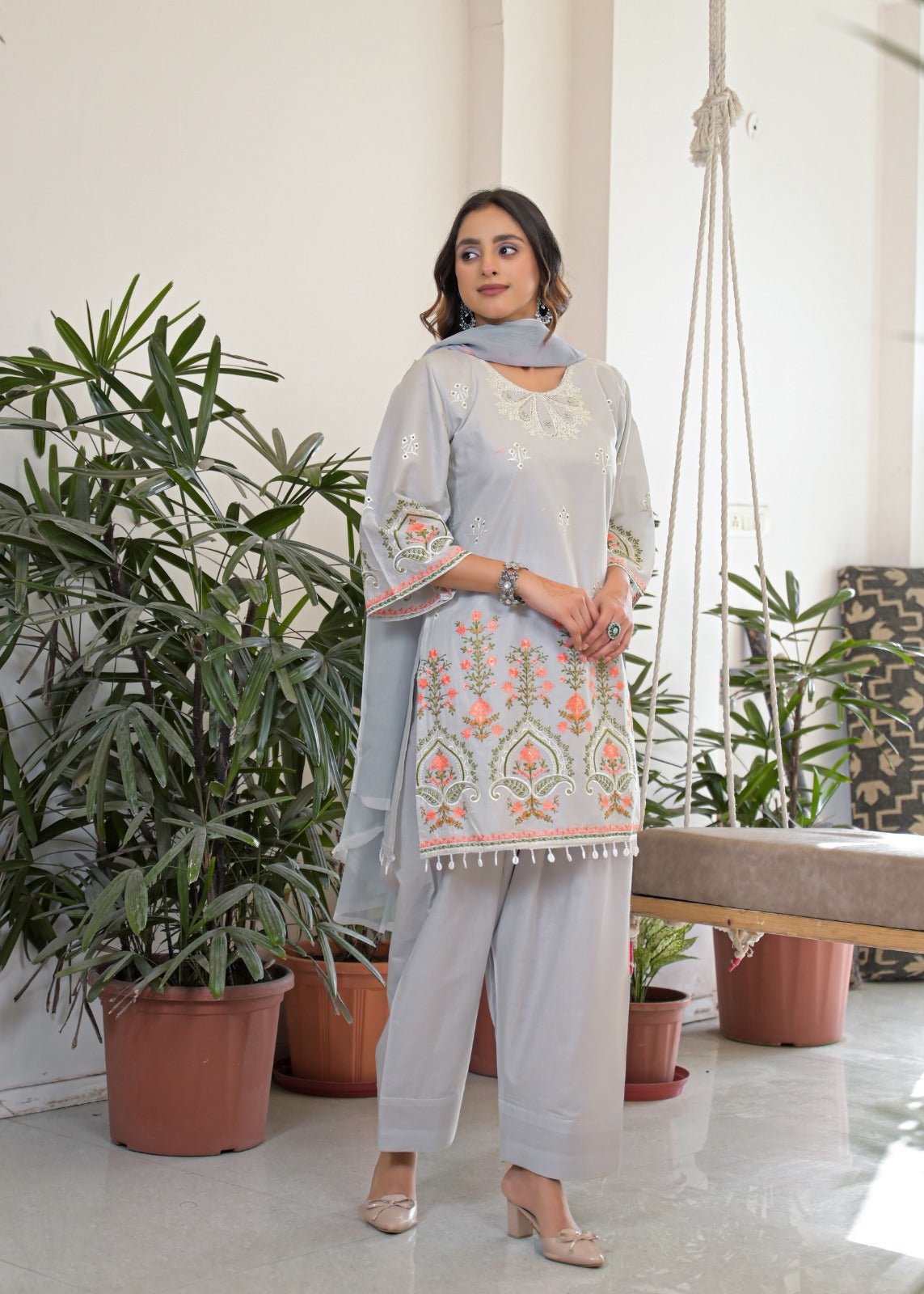 Afsana Kaavya Farshi Cotton Embroidered Salwar Suit Set - Amrah Wholesale