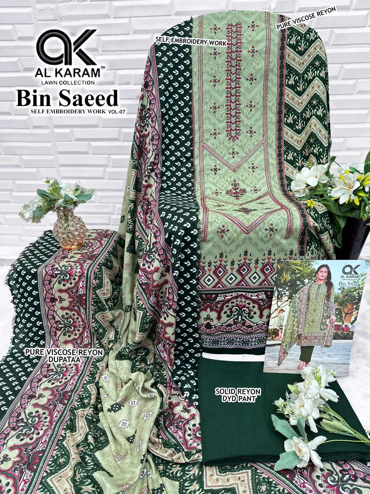 Al Karam Bin Saeed Vol 7 Viscose Rayon Pakistani Suit - Amrah Wholesale