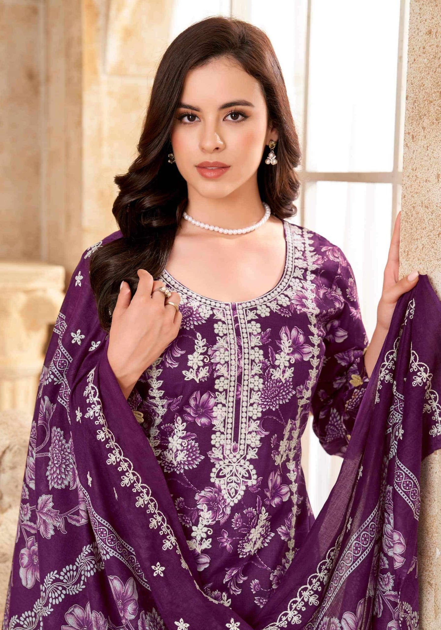 Alok Suit Libas E Noor Pure Cambric Cotton Dress Material