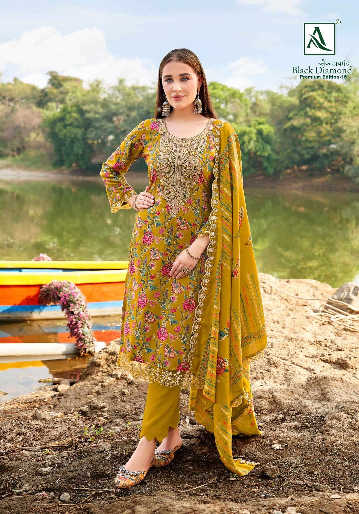 Alok Suit Black Diamond Premium Edition 15 Rayon Dress Material