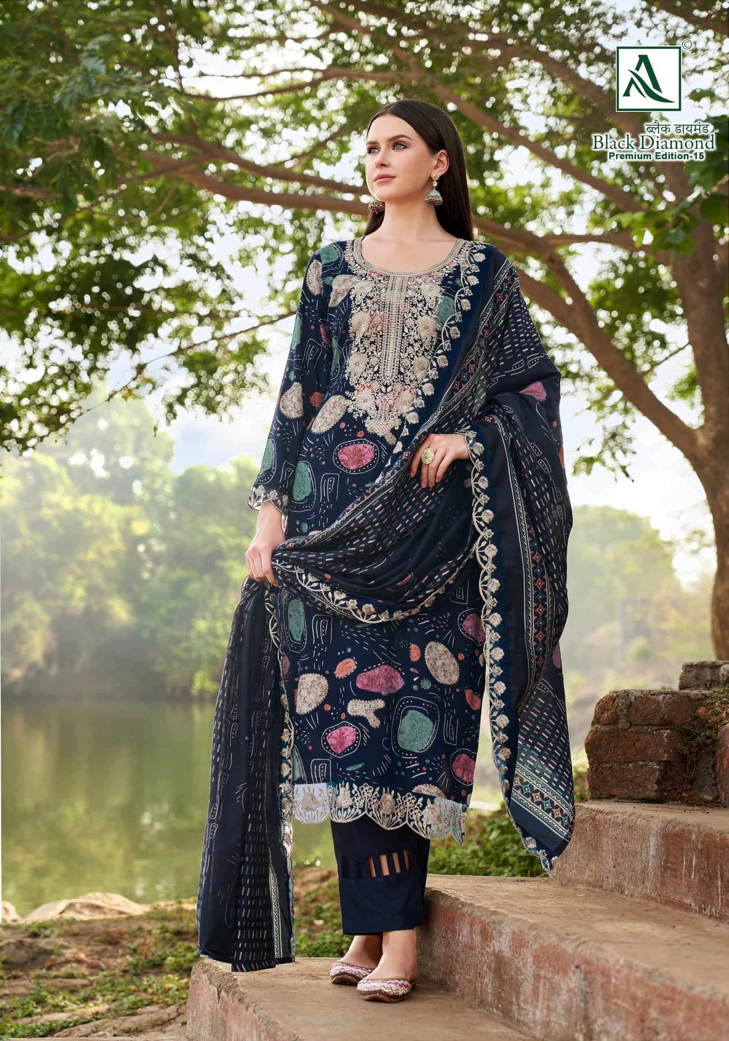 Alok Suit Black Diamond Premium Edition 15 Rayon Dress Material