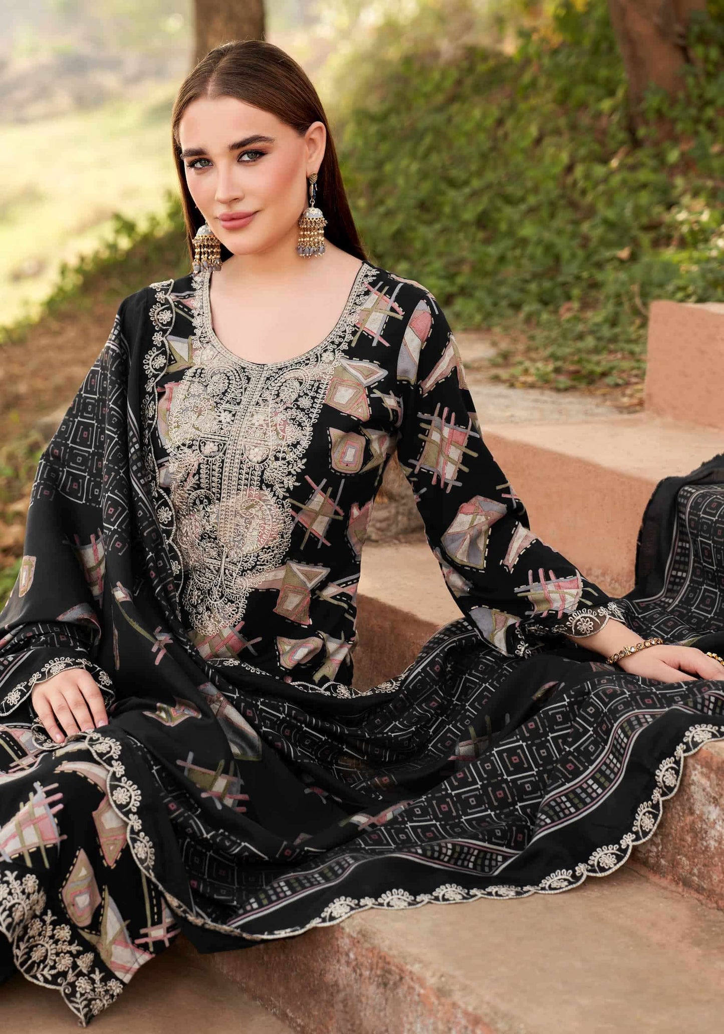 Alok Suit Black Diamond Premium Edition 15 Rayon Dress Material
