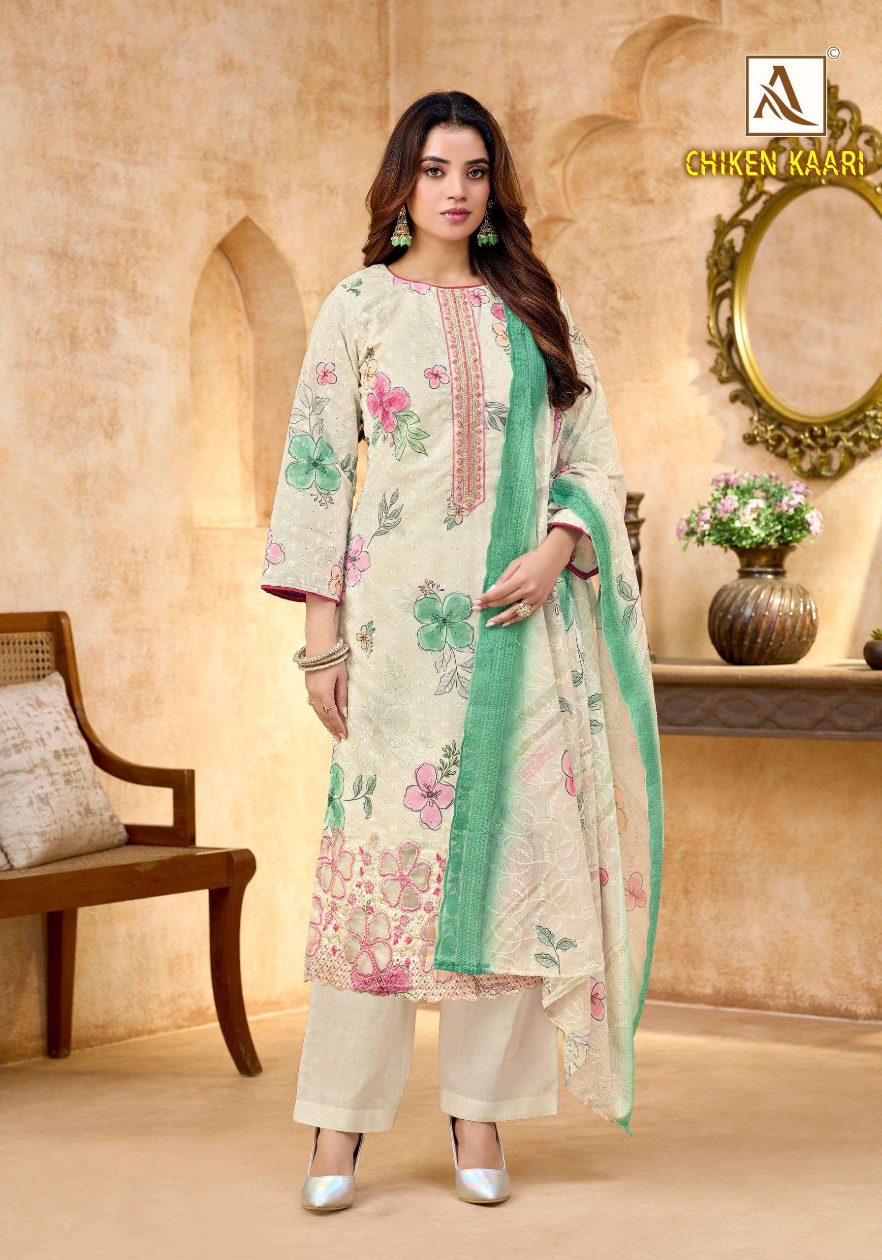 Alok Suit Chicken Kaari Premium Cotton Dress Material Set