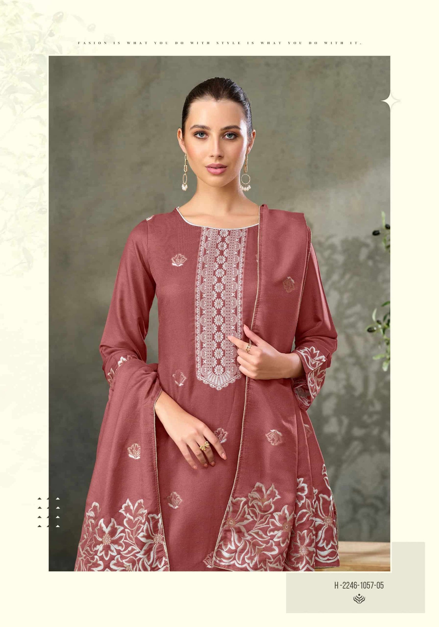 Alok Suit Copper Bloom Linen Designer Dress Material