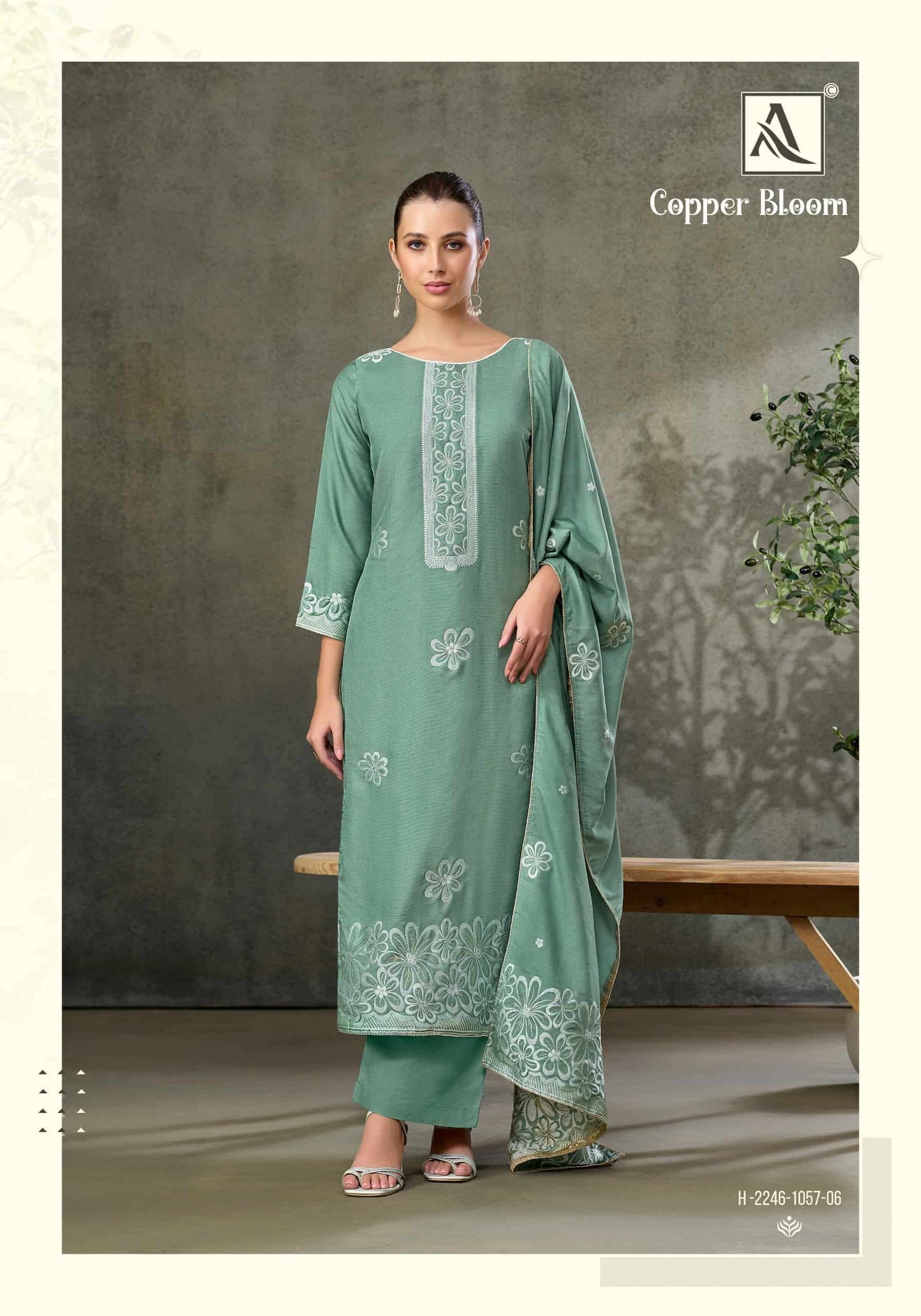 Alok Suit Copper Bloom Linen Designer Dress Material