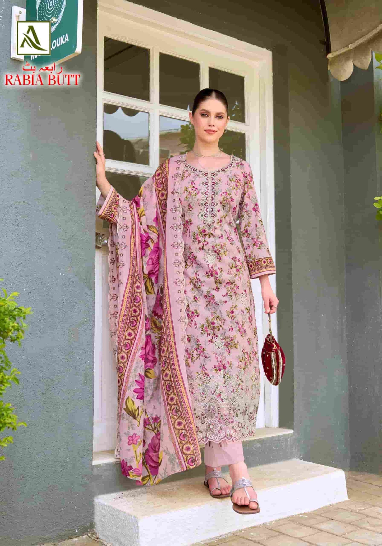 Alok Suit Rabia Butt Pure Cambric Cotton Dress Material