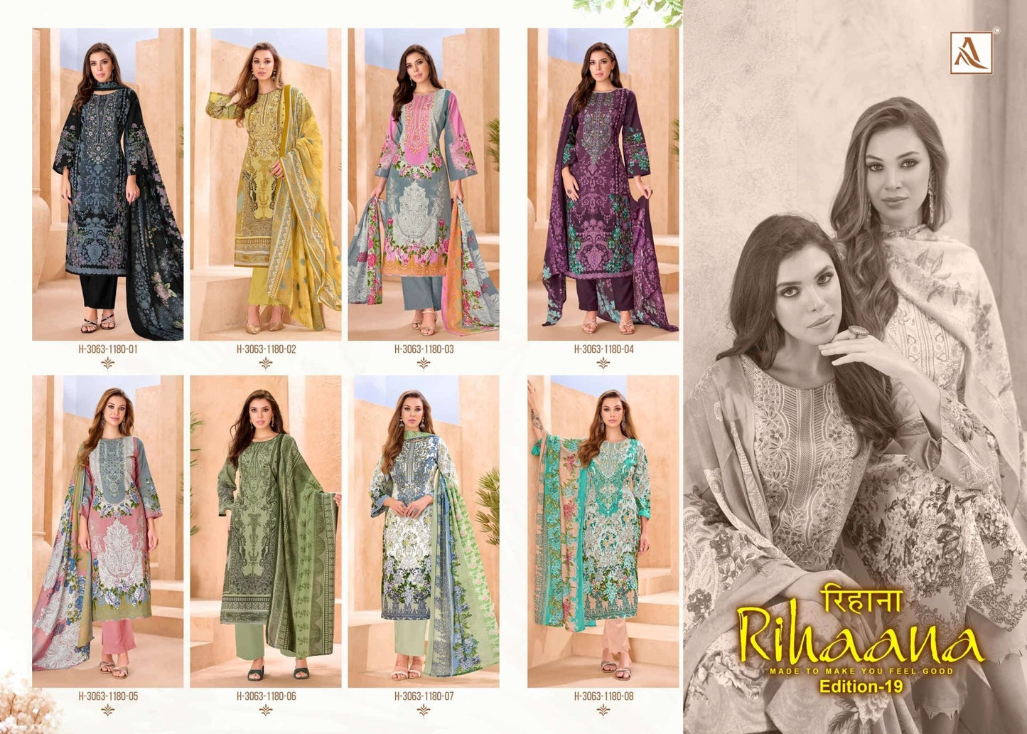 Alok Suit Rihaana Edition 19 Cambric Cotton Pakistani Suit - Amrah Wholesale