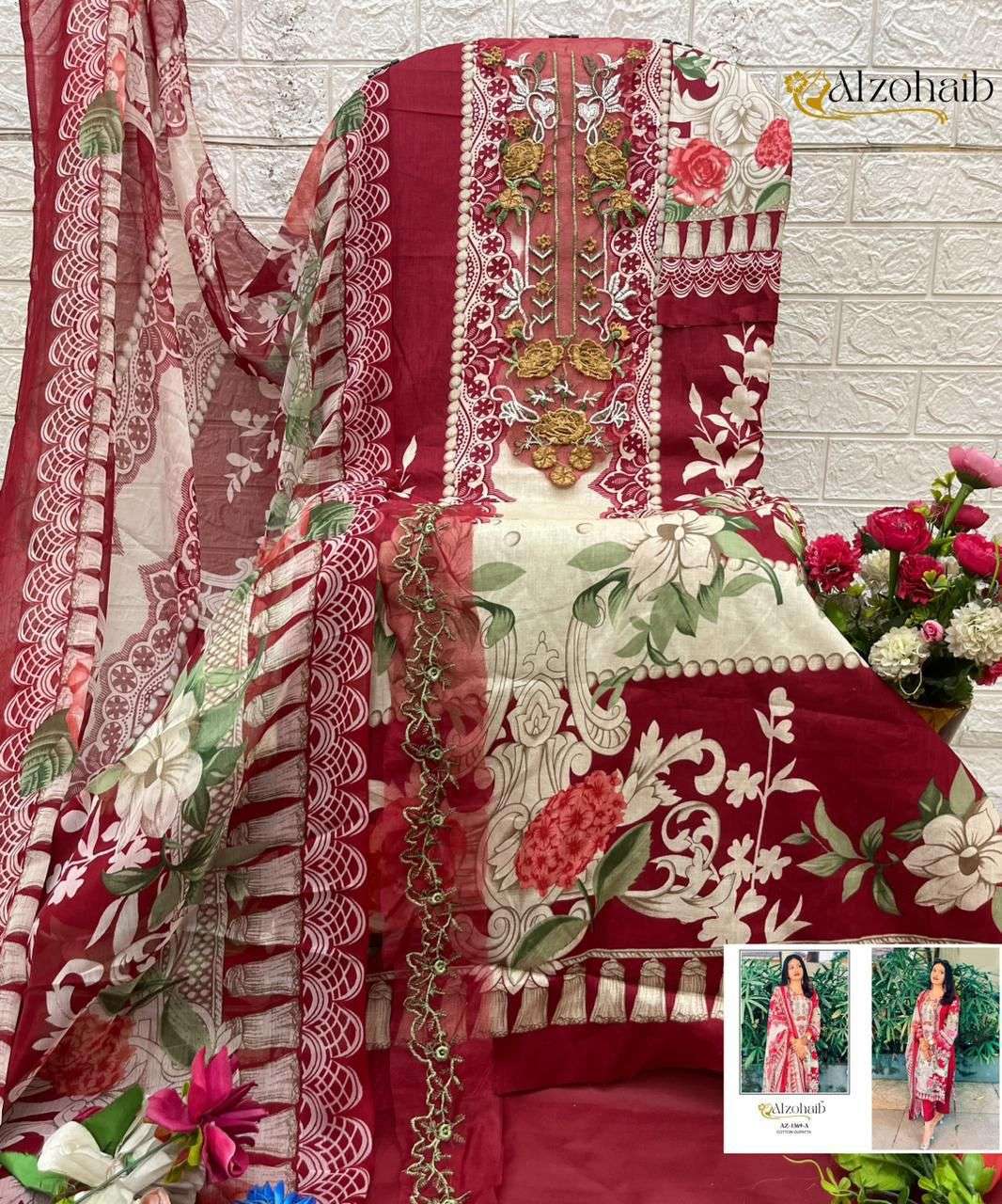 ALZOHAIB AZ - 1369 Cotton Pakistani Suit Wholesale Surat India - Amrah Wholesale