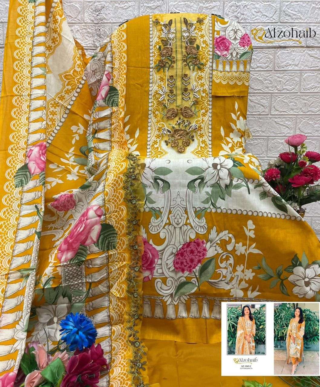 ALZOHAIB AZ - 1369 Cotton Pakistani Suit Wholesale Surat India - Amrah Wholesale
