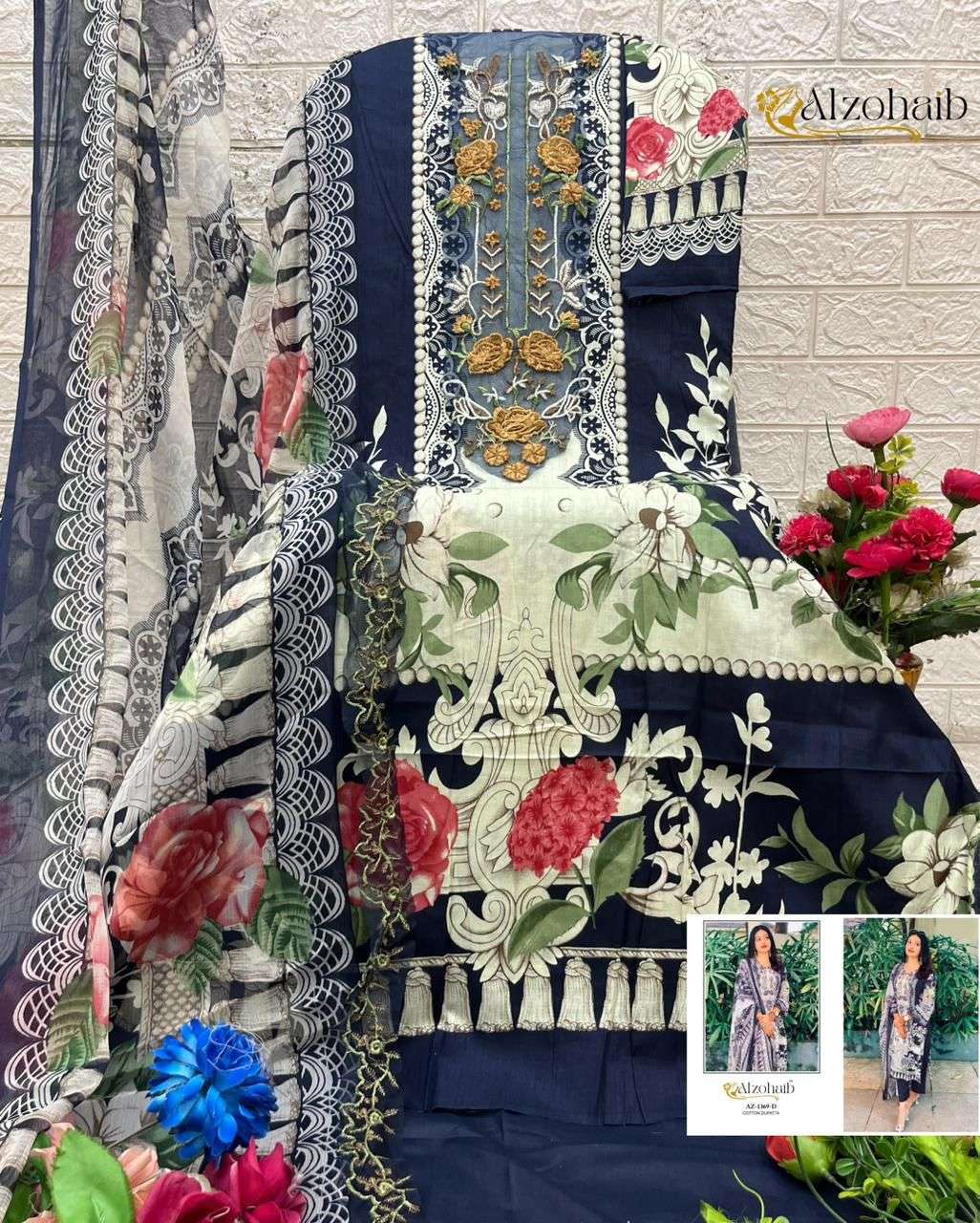 ALZOHAIB AZ - 1369 Cotton Pakistani Suit Wholesale Surat India - Amrah Wholesale