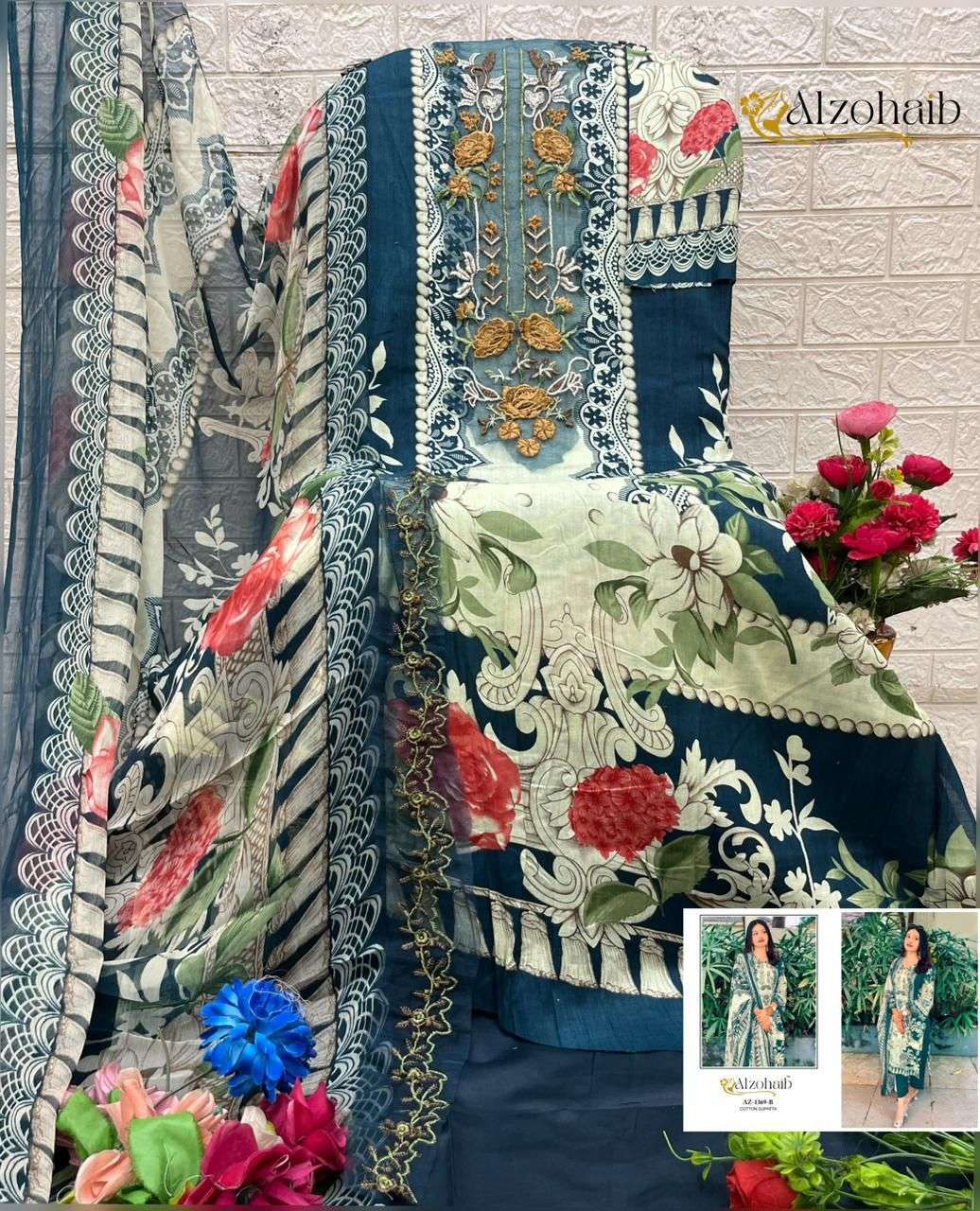 ALZOHAIB AZ - 1369 Cotton Pakistani Suit Wholesale Surat India - Amrah Wholesale