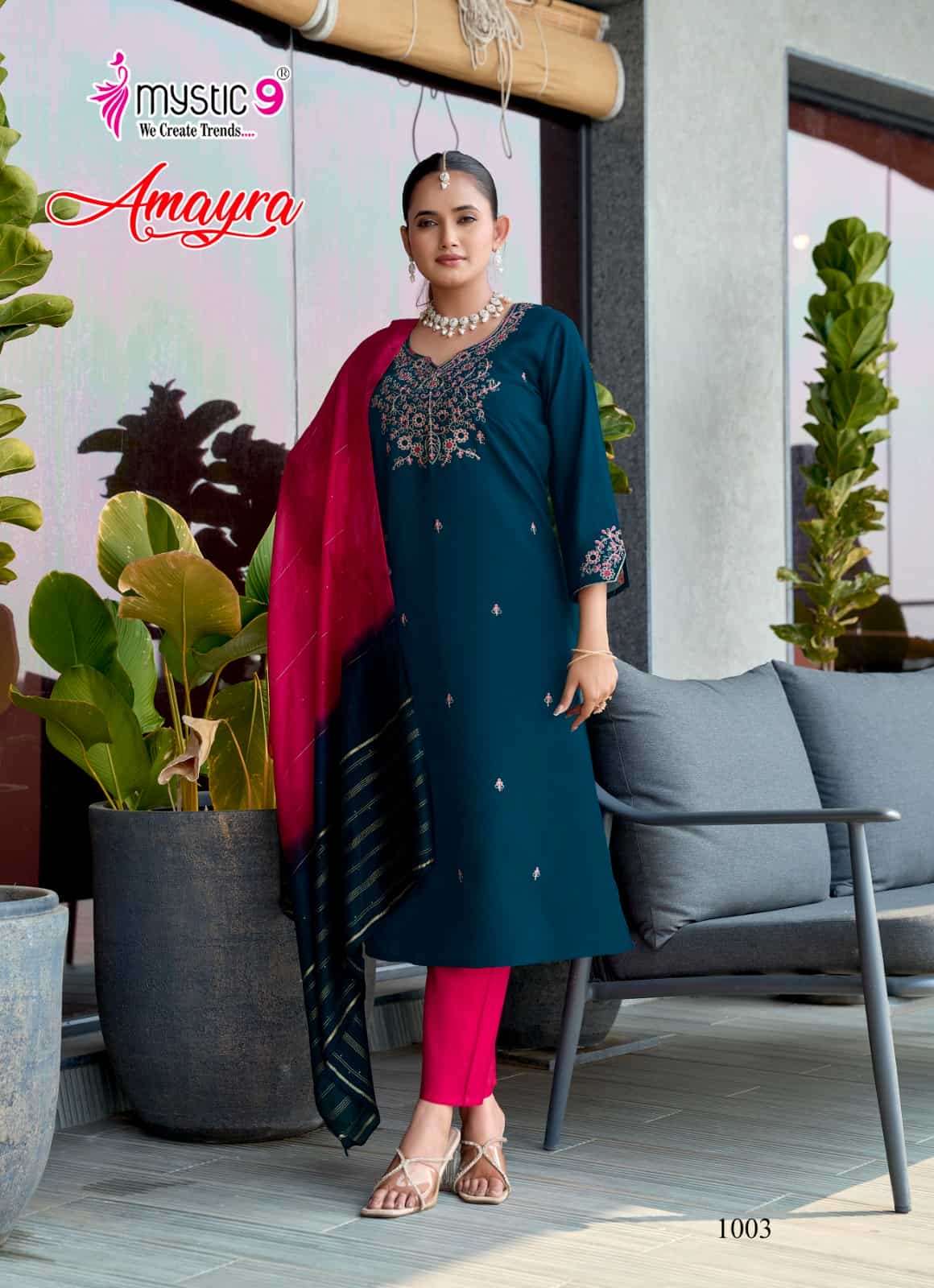 Mystic 9 Amayra Vol 1 Roman Silk Kurti Pant Dupatta Set - Amrah Wholesale