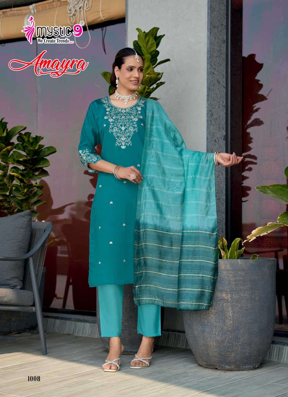 Mystic 9 Amayra Vol 1 Roman Silk Kurti Pant Dupatta Set - Amrah Wholesale