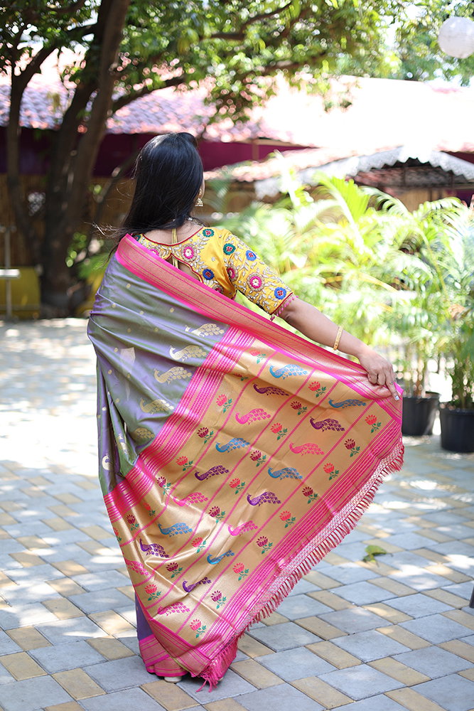 Amrah Wholesale Jf 3631 Paithani Silk Blend Zari Woven Saree