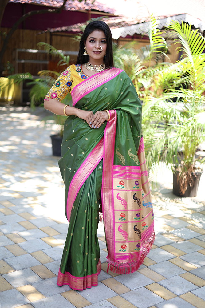 Amrah Wholesale Jf 3631 Paithani Silk Blend Zari Woven Saree