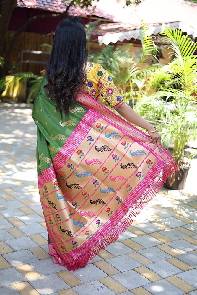 Amrah Wholesale Jf 3631 Paithani Silk Blend Zari Woven Saree
