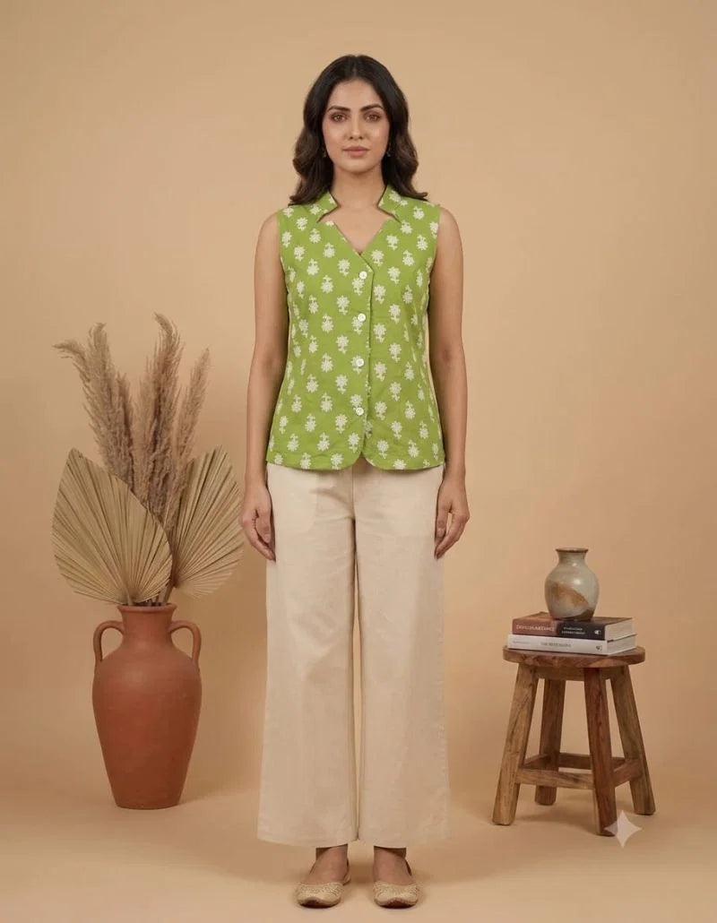 Amrah Wholesale Naisha K 1128 Cotton Printed Sleeveless Tops Collection