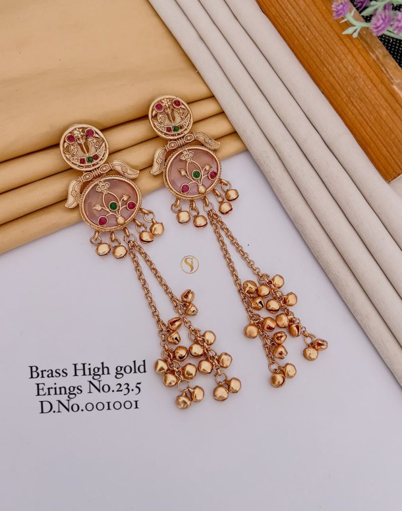 Amrah Wholesale Brass High Gold Kashmiri Earring 23 Brass Imitation Jewellery