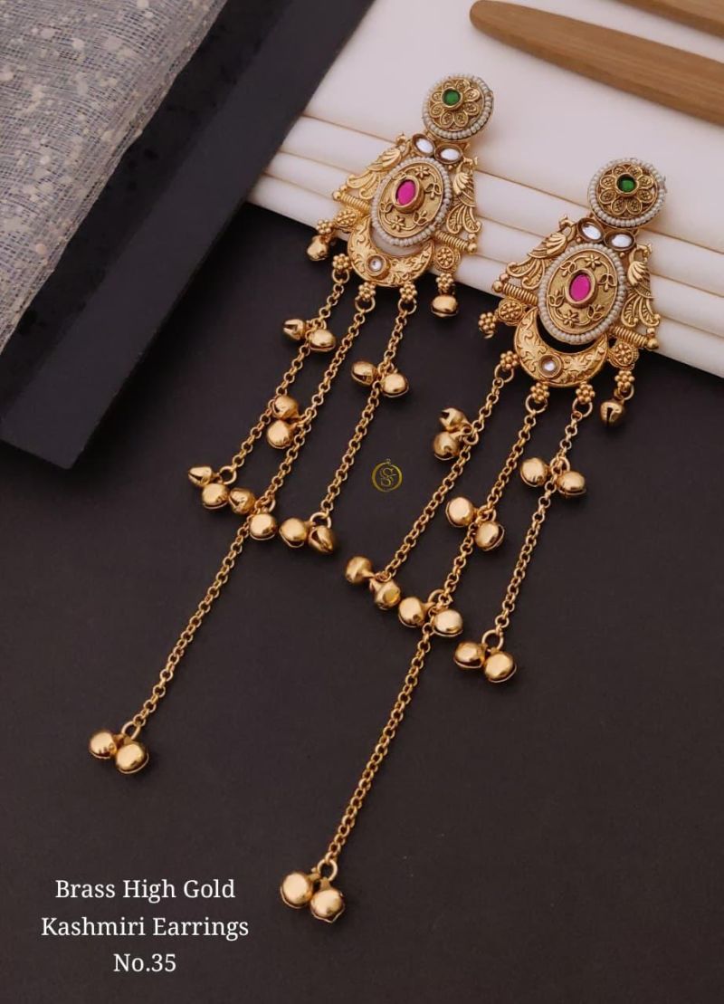 Amrah Wholesale Brass High Gold Kashmiri Earring 35 Collection