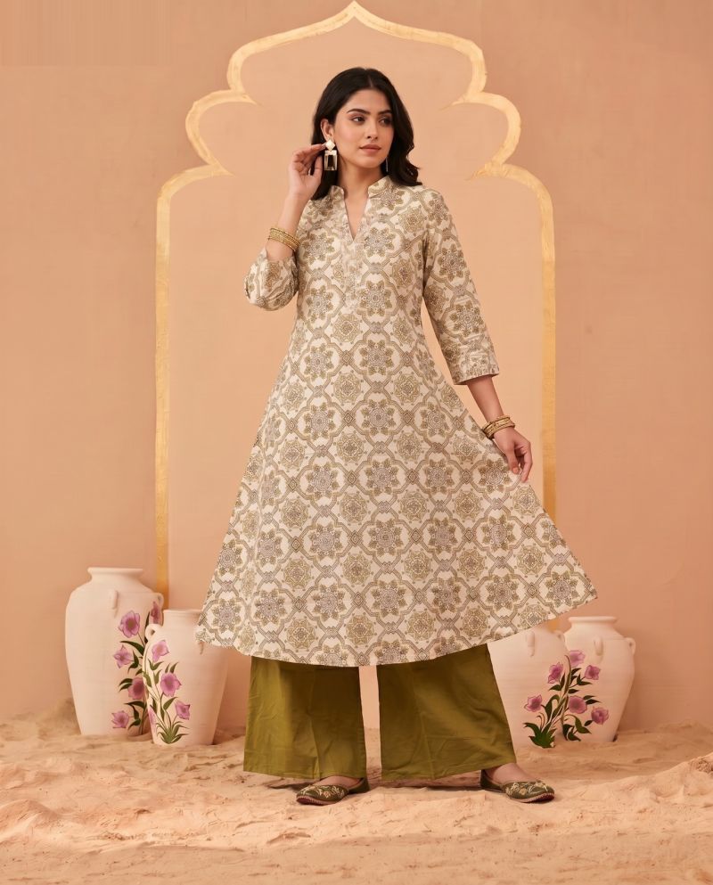 Amrah Wholesale Naisha K 1070 Pure Cotton Digital Discharge Printed A-Line Co Ord Set - Amrah Wholesale