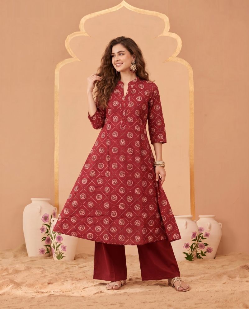 Amrah Wholesale Naisha K 1070 Pure Cotton Digital Discharge Printed A-Line Co Ord Set - Amrah Wholesale