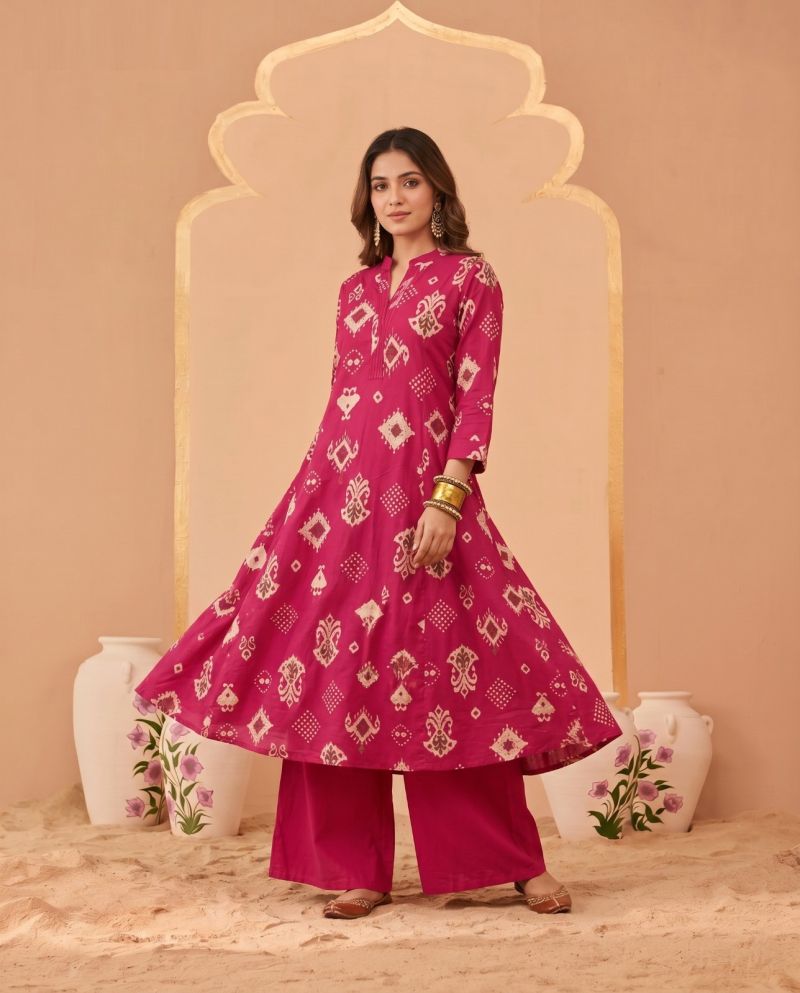 Amrah Wholesale Naisha K 1070 Pure Cotton Digital Discharge Printed A-Line Co Ord Set - Amrah Wholesale