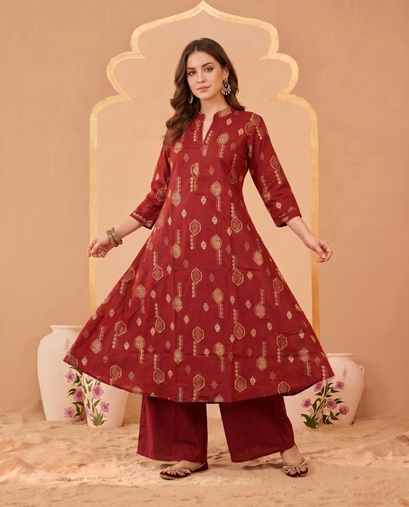 Amrah Wholesale Naisha K 1070 Pure Cotton Digital Discharge Printed A-Line Co Ord Set - Amrah Wholesale
