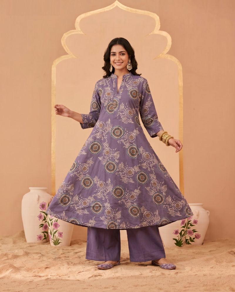 Amrah Wholesale Naisha K 1070 Pure Cotton Digital Discharge Printed A-Line Co Ord Set - Amrah Wholesale
