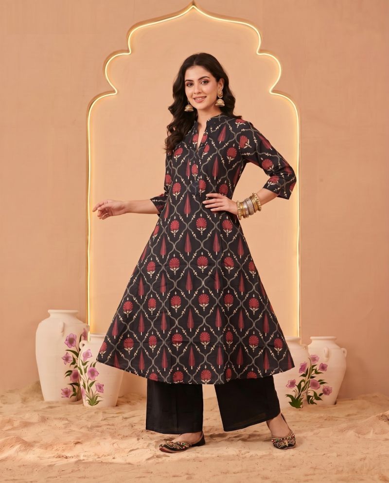 Amrah Wholesale Naisha K 1070 Pure Cotton Digital Discharge Printed A-Line Co Ord Set - Amrah Wholesale