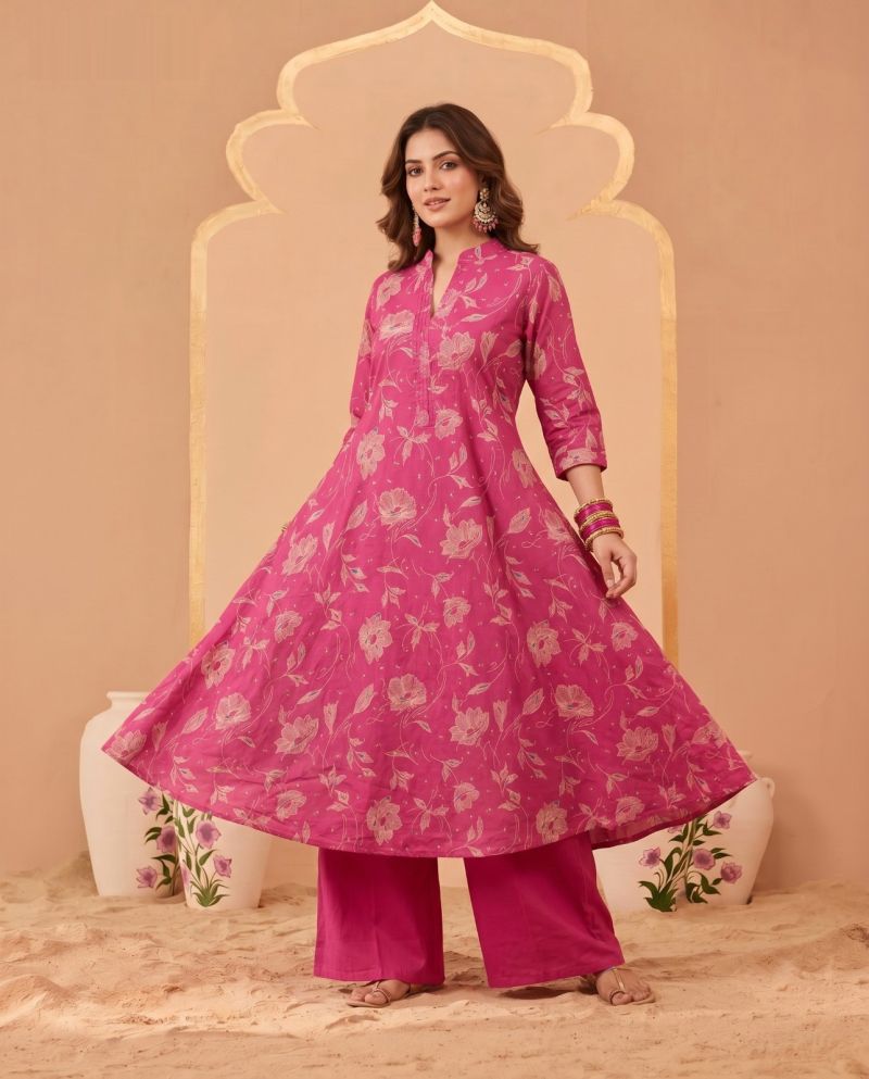 Amrah Wholesale Naisha K 1070 Pure Cotton Digital Discharge Printed A-Line Co Ord Set - Amrah Wholesale