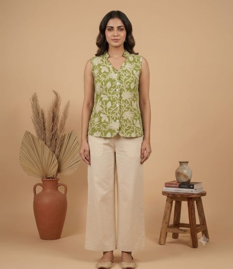 Amrah Wholesale Naisha K 1128 Cotton Printed Sleeveless Tops Collection - Amrah Wholesale