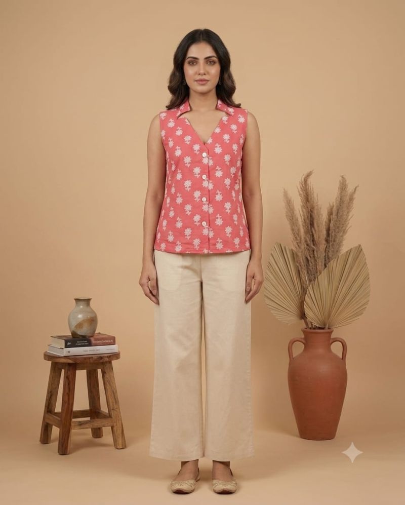 Amrah Wholesale Naisha K 1128 Cotton Printed Sleeveless Tops Collection - Amrah Wholesale