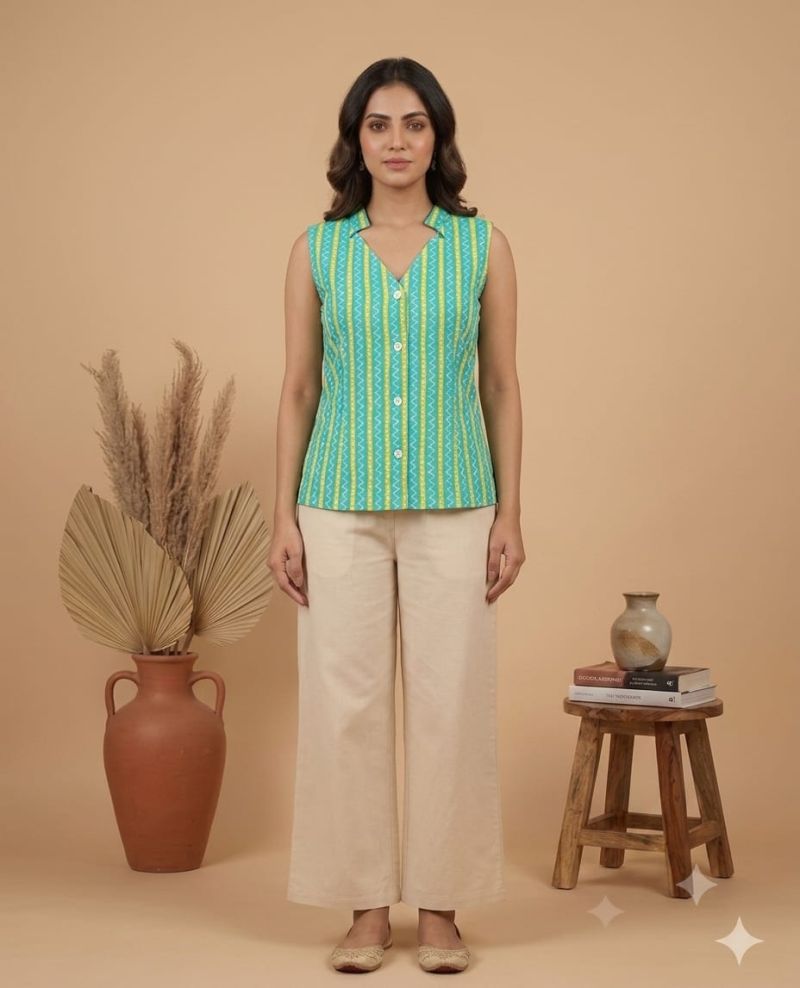 Amrah Wholesale Naisha K 1128 Cotton Printed Sleeveless Tops Collection - Amrah Wholesale
