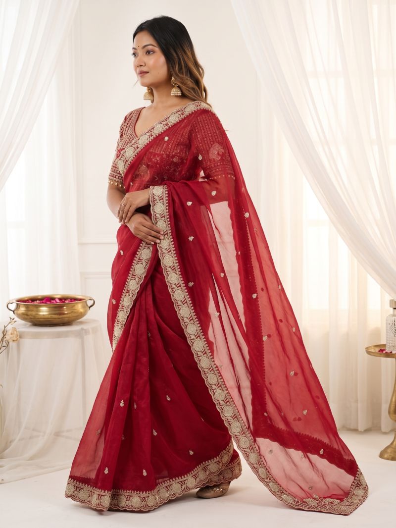 Amrah Wholesale VT 900 T Pure Fandy Satin Embroidered Saree