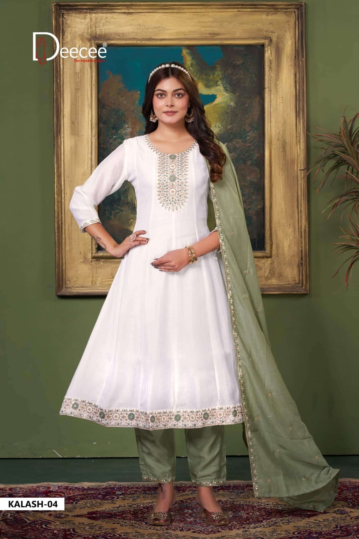 Dee Cee Kalash Vichitra Silk Anarkali Kurti Pant Dupatta Set - Amrah Wholesale