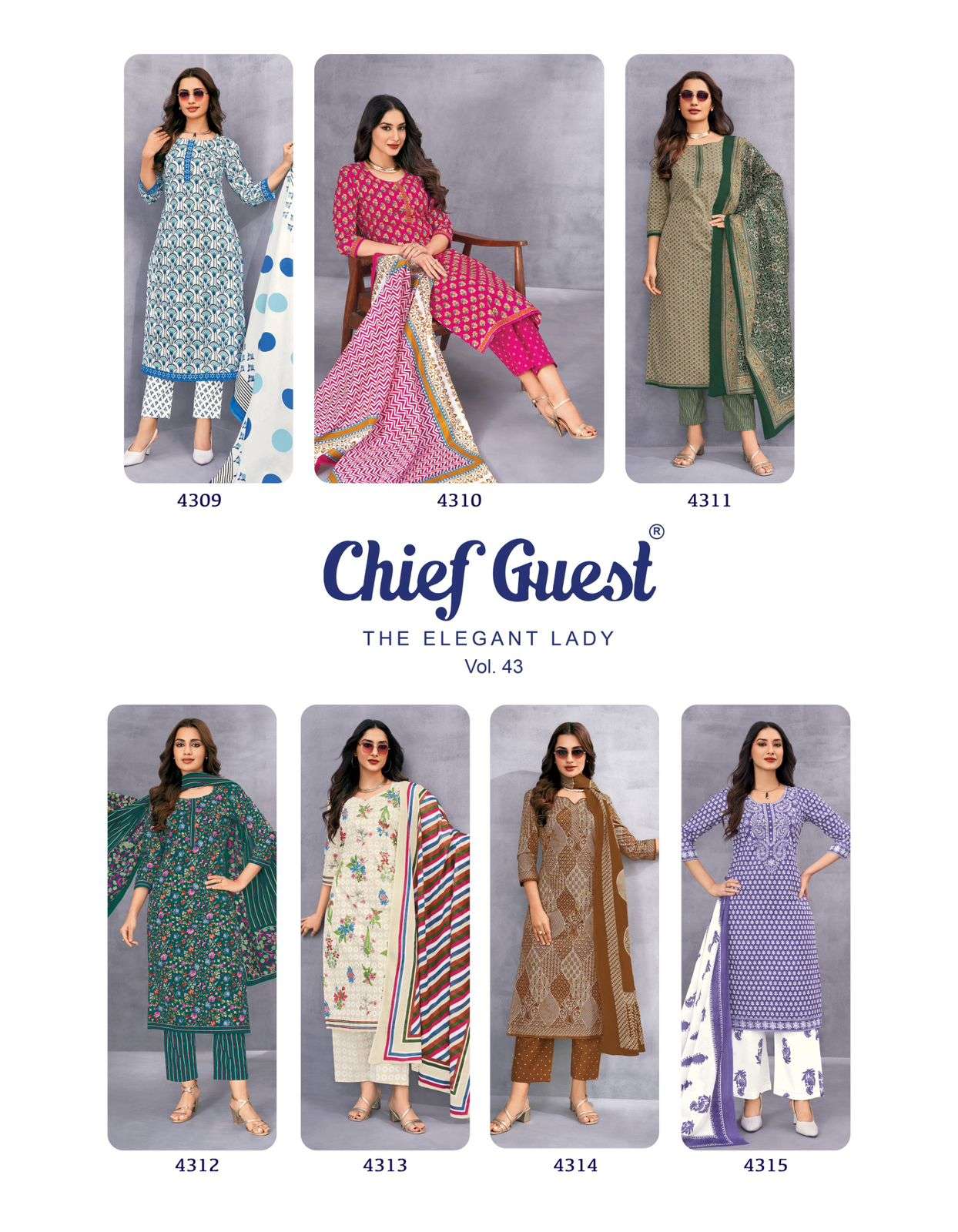DEEPTEX CHIEF GUEST VOL - 43 Dress Material Wholesale Catalogue - Amrah Wholesale