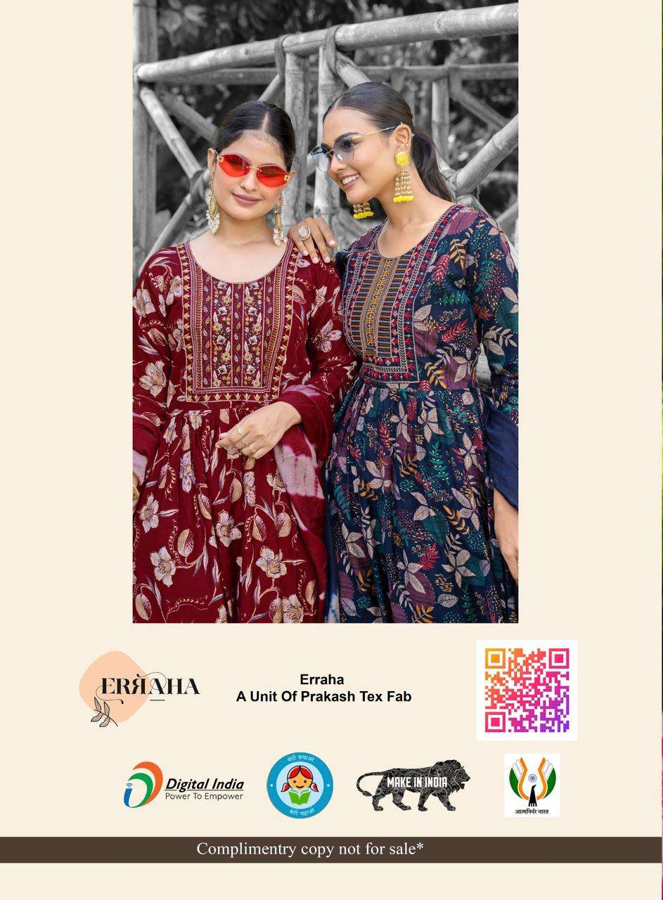 Erraha Amayra Vol 8 Vetican Foil Print Top Bottom Dupatta Set