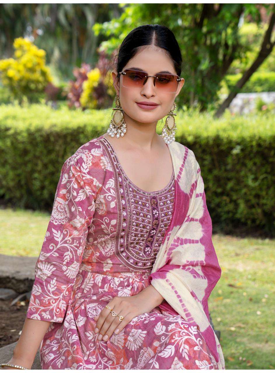 Erraha Amayra Vol 8 Vetican Foil Print Top Bottom Dupatta Set
