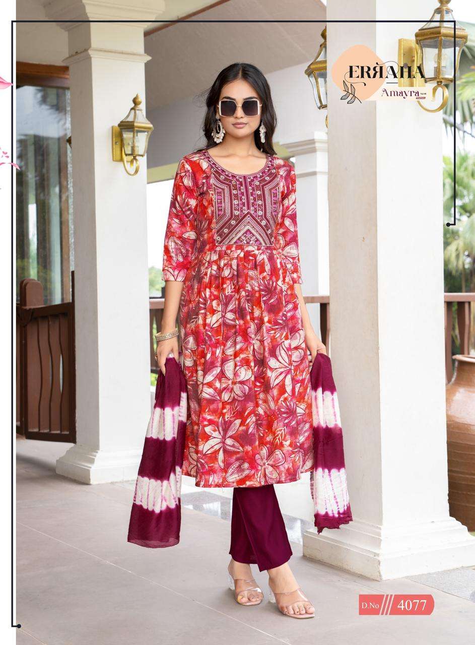 Erraha Amayra Vol 8 Vetican Foil Print Top Bottom Dupatta Set