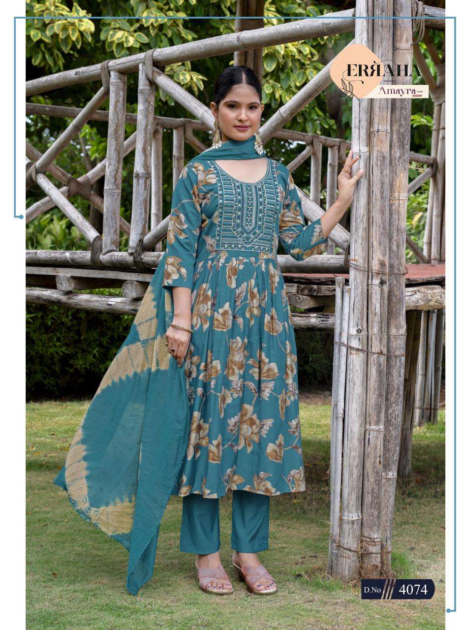 Erraha Amayra Vol 8 Vetican Foil Print Top Bottom Dupatta Set