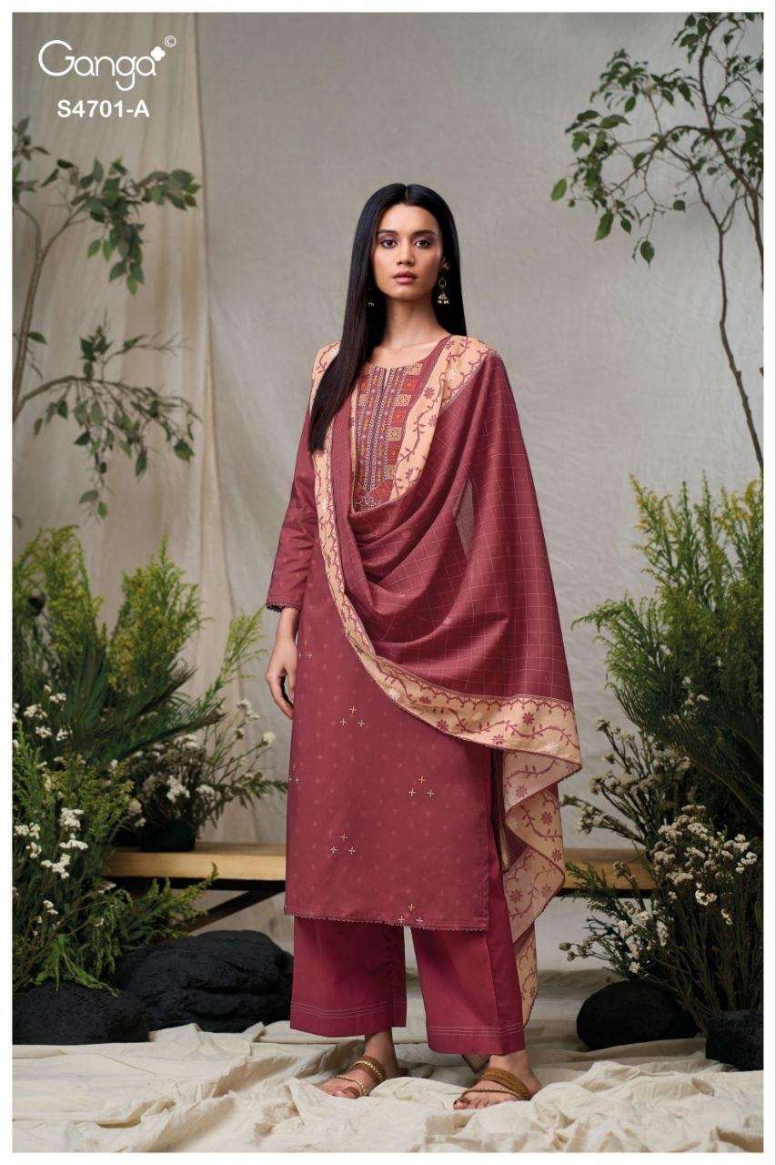 Ganga Fashion Fariyra 4701 Cotton Jacquard Dress Material - Amrah Wholesale