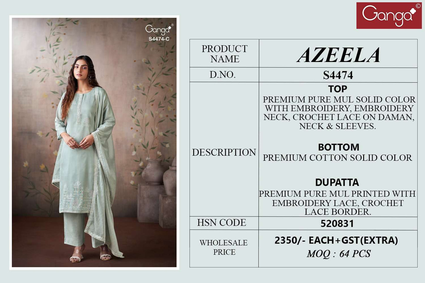 Ganga Fashion Azeela 4474 - Amrah Wholesale