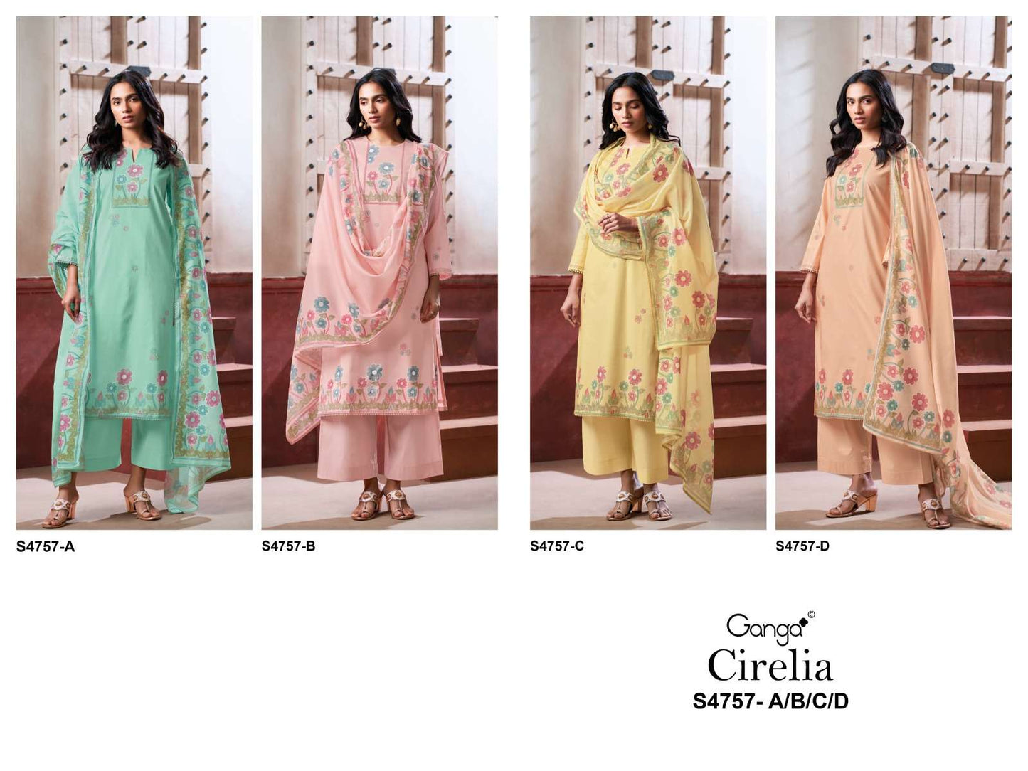 Ganga Fashion Cirelia 4757 Dress Material Wholesale Catalogue - Amrah Wholesale